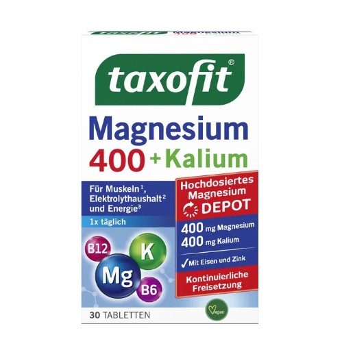Viên uống bổ sung magie taxofit Magnesium 400 + Kalium, 30 viên Viên uống bổ sung magie taxofit Magnesium 400 + Kalium, 30 viên
