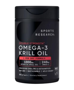 Viên uống dầu nhuyễn thể Sports Research Double Strength Omega-3 Krill Oil 1000mg, 90 viên