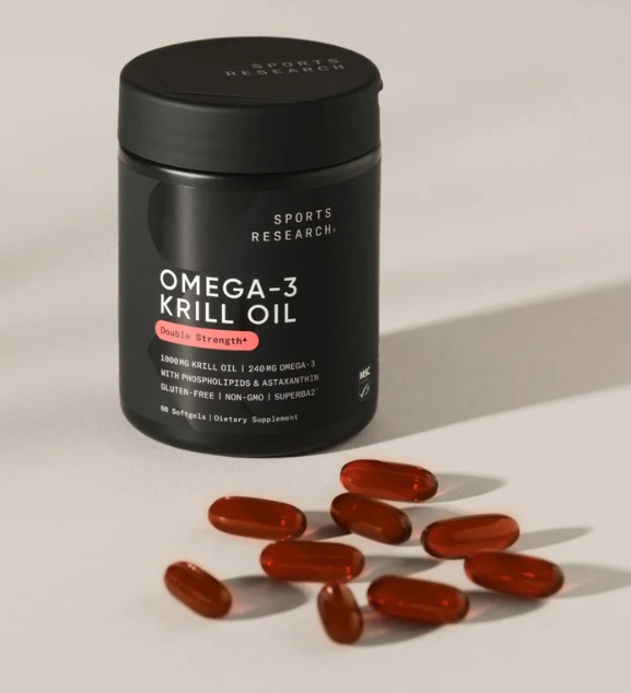 Viên uống dầu nhuyễn thể Sports Research Double Strength Omega-3 Krill Oil 1000mg, 90 viên