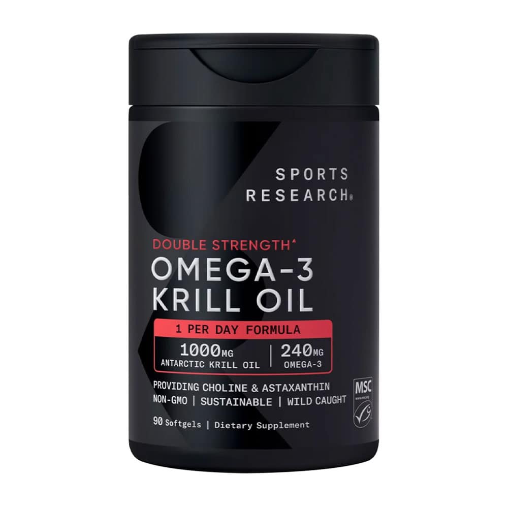 Viên uống dầu nhuyễn thể Sports Research Double Strength Omega-3 Krill Oil 1000mg, 90 viên Viên uống dầu nhuyễn thể Sports Research Double Strength Omega-3 Krill Oil 1000mg, 90 viên