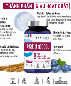 Viên uống Granions Biotin 10.000 µg đẹp da, tóc, móng, hỗ trợ mọc tóc, 60 viên