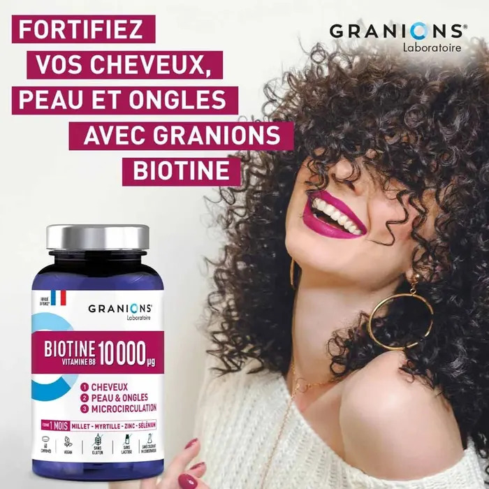 Viên uống Granions Biotin 10.000 µg đẹp da, tóc, móng, hỗ trợ mọc tóc, 60 viên Viên uống Granions Biotin 10.000 µg đẹp da, tóc, móng, hỗ trợ mọc tóc, 60 viên
