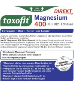 Viên ngậm taxofit Magnesium 400 + B1 + B6 + B12 + Folsäure, 20 gói