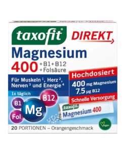 Viên ngậm taxofit Magnesium 400 + B1 + B6 + B12 + Folsäure, 20 gói