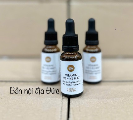 Vitamin D3 + K2 MK7 SUNDAY NATURAL 200 IU + 15µg chống còi xương, tăng chiều cao, 18,5ml Vitamin D3 + K2 MK7 SUNDAY NATURAL 200 IU + 15µg chống còi xương, tăng chiều cao, 18,5ml