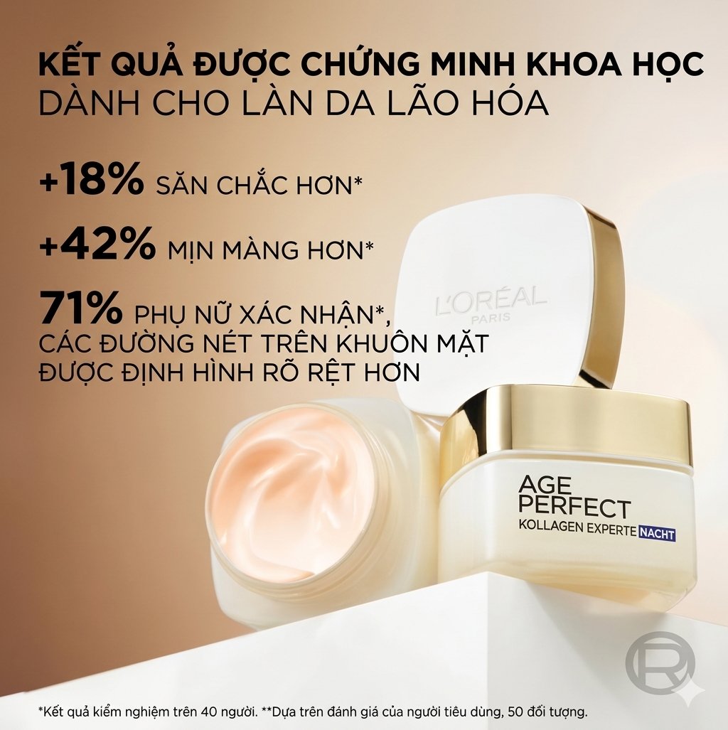 Bộ kem dưỡng ngày đêm Loreal Age Perfect Kollagen Experte làm mờ nám, săn chắc da, 2x50ml