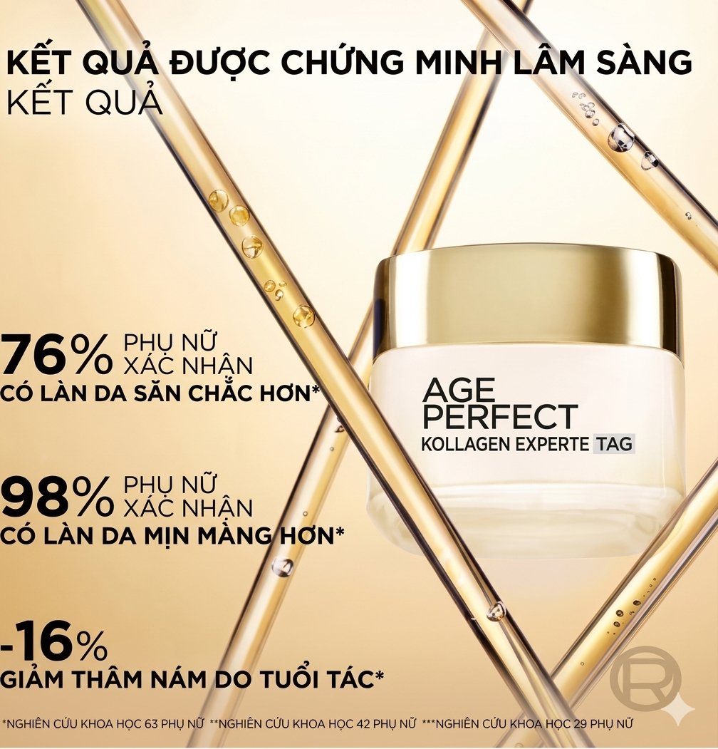 Bộ kem dưỡng ngày đêm Loreal Age Perfect Kollagen Experte làm mờ nám, săn chắc da, 2x50ml