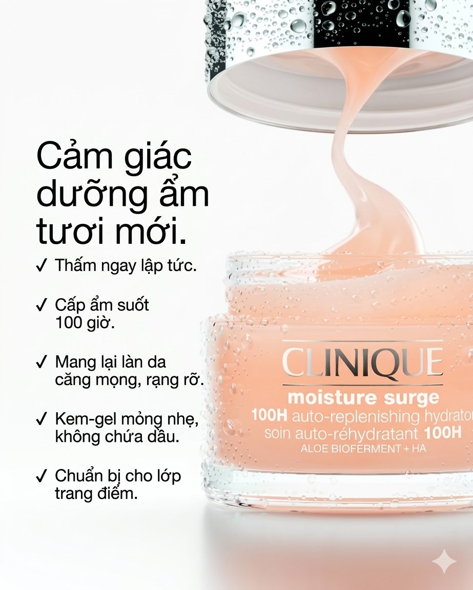 Kem dưỡng da Clinique Moisture Surge 100H Auto-Replenishing Hydrator cấp ẩm chuyên sâu, 50ml Kem dưỡng da Clinique Moisture Surge 100H Auto-Replenishing Hydrator cấp ẩm chuyên sâu, 50ml