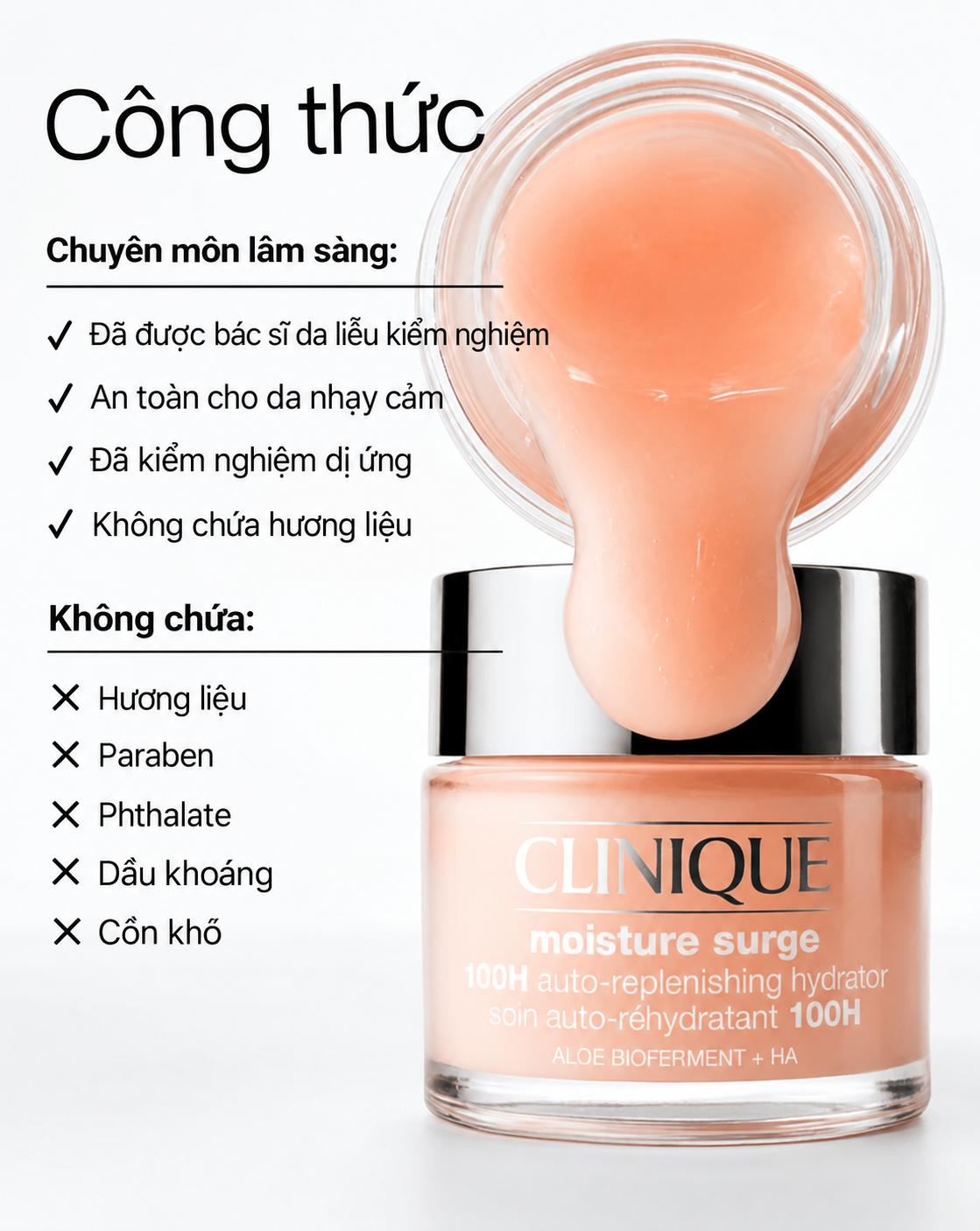 Kem dưỡng da Clinique Moisture Surge 100H Auto-Replenishing Hydrator cấp ẩm chuyên sâu, 50ml Kem dưỡng da Clinique Moisture Surge 100H Auto-Replenishing Hydrator cấp ẩm chuyên sâu, 50ml