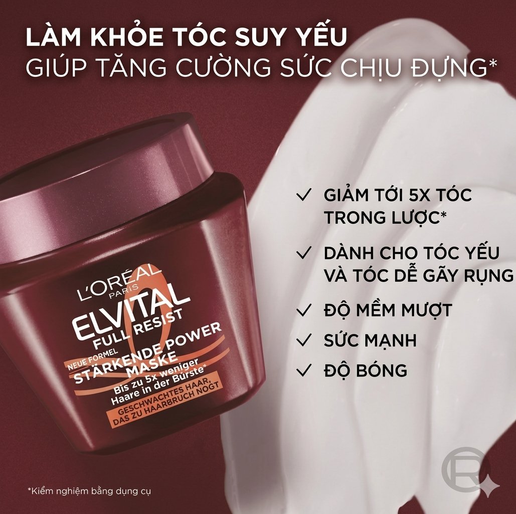 Kem ủ tóc Loreal Paris Elvital Full Resist tăng cường cho tóc yếu, giảm gãy rụng, 300ml Kem ủ tóc Loreal Paris Elvital Full Resist tăng cường cho tóc yếu, giảm gãy rụng, 300ml