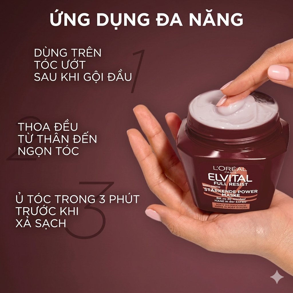 Kem ủ tóc Loreal Paris Elvital Full Resist tăng cường cho tóc yếu, giảm gãy rụng, 300ml Kem ủ tóc Loreal Paris Elvital Full Resist tăng cường cho tóc yếu, giảm gãy rụng, 300ml