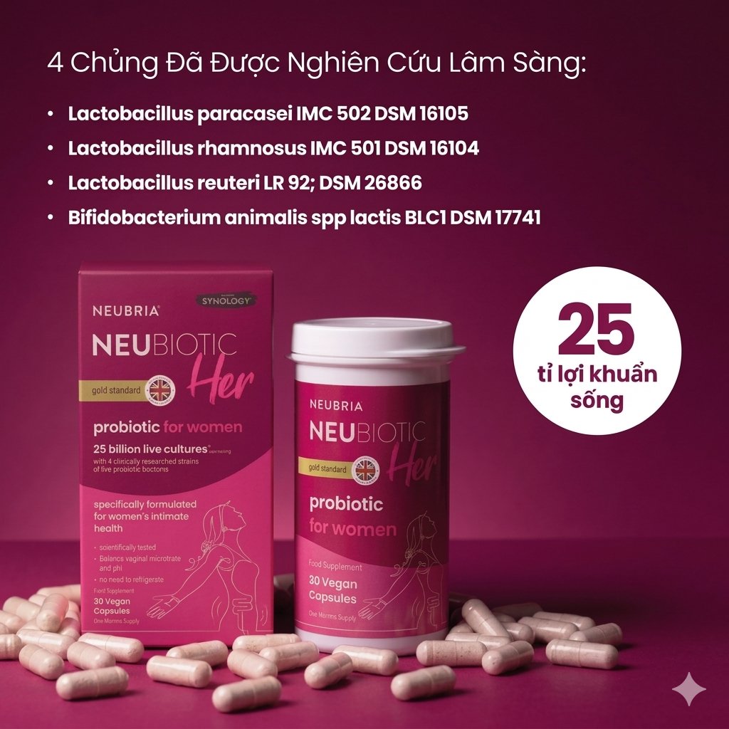 Men vi sinh NEUBRIA NeuBiotic Her bổ sung lợi khuẩn cho phụ nữ, 30 viên Men vi sinh NEUBRIA NeuBiotic Her bổ sung lợi khuẩn cho phụ nữ, 30 viên
