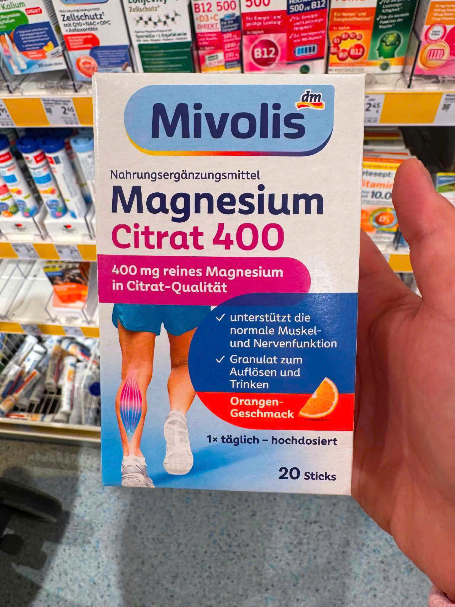 Mivolis Magnesium Citrat 400 Granulat bổ sung magie citrate, 20 gói Mivolis Magnesium Citrat 400 Granulat bổ sung magie citrate, 20 gói