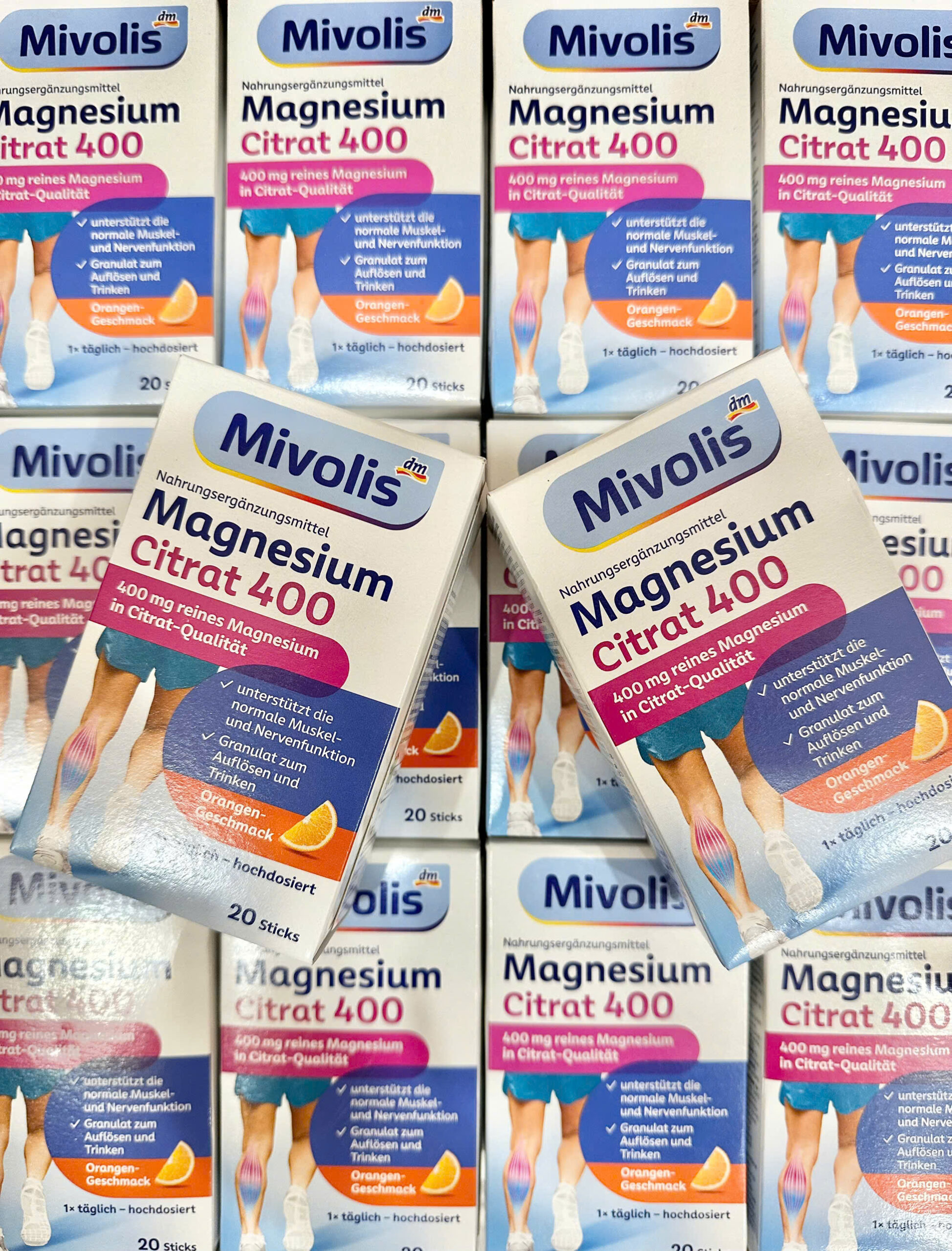 Mivolis Magnesium Citrat 400 Granulat bổ sung magie citrate, 20 gói Mivolis Magnesium Citrat 400 Granulat bổ sung magie citrate, 20 gói