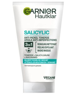 Sữa Rửa Mặt Garnier Hautklar Salicylic 3in1 Tonerde: Rửa mặt + Tẩy da chết + Mặt nạ, 150ml