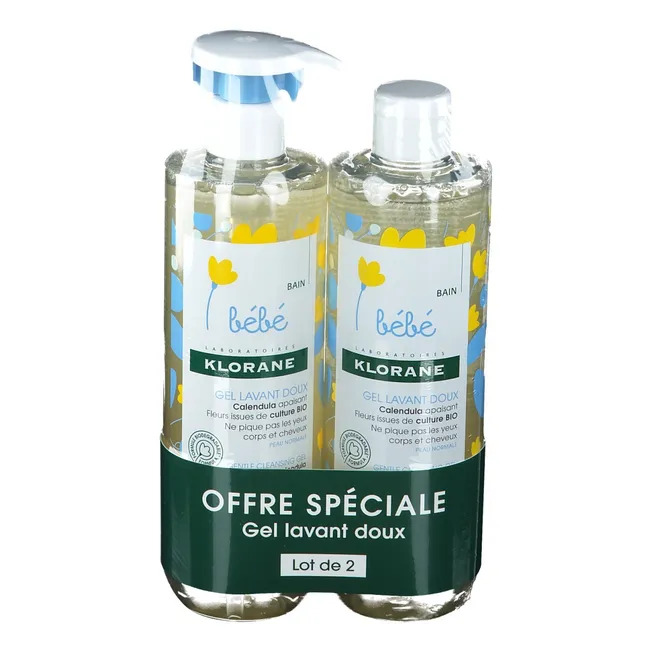 Sữa tắm gội KLORANE Bébé Gel Lavant Doux cho trẻ sơ sinh và trẻ em, 2x500ml Sữa tắm gội KLORANE Bébé Gel Lavant Doux cho trẻ sơ sinh và trẻ em, 2x500ml