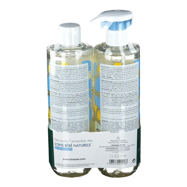 Sữa tắm gội KLORANE Bébé Gel Lavant Doux cho trẻ sơ sinh và trẻ em, 2x500ml Sữa tắm gội KLORANE Bébé Gel Lavant Doux cho trẻ sơ sinh và trẻ em, 2x500ml