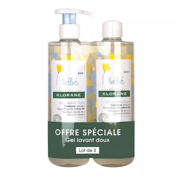 Sữa tắm gội KLORANE Bébé Gel Lavant Doux cho trẻ sơ sinh và trẻ em, 2x500ml Sữa tắm gội KLORANE Bébé Gel Lavant Doux cho trẻ sơ sinh và trẻ em, 2x500ml