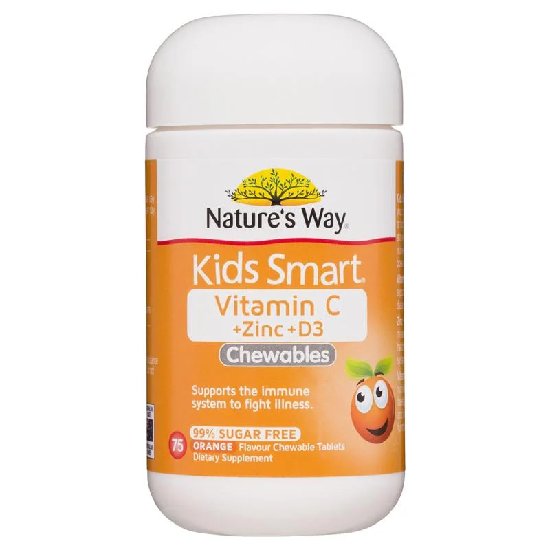 Viên nhai Nature's Way Kids Smart Vitamin C + Zinc + D3 tăng đề kháng cho trẻ em từ 2 tuổi, 75 viên Viên nhai Nature's Way Kids Smart Vitamin C + Zinc + D3 tăng đề kháng cho trẻ em từ 2 tuổi, 75 viên