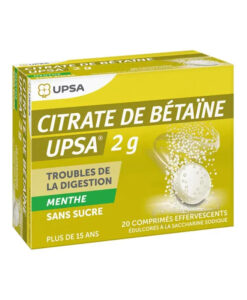 Viên sủi UPSA Citrate de Betaine 2g Menthe vị bạc hà, giảm đầy hơi, khó tiêu, 20 viên