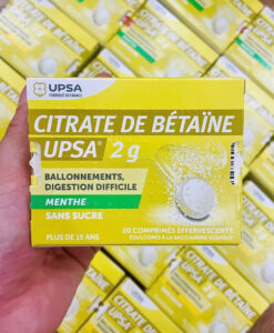 Viên sủi UPSA Citrate de Betaine 2g Menthe vị bạc hà, giảm đầy hơi, khó tiêu, 20 viên