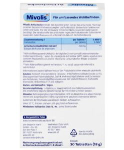 Viên uống bổ gan mật Mivolis Artischocke mát gan, thải độc, hỗ trợ tiêu hóa, 30 viên