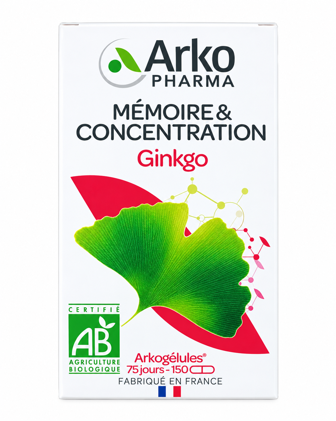 Viên uống bổ não ArkoPharma Ginkgo Memoire & Concentration, 150+45 viên Viên uống bổ não ArkoPharma Ginkgo Memoire & Concentration, 150+45 viên