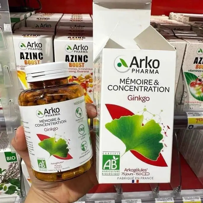 Viên uống bổ não ArkoPharma Ginkgo Memoire & Concentration, 150+45 viên Viên uống bổ não ArkoPharma Ginkgo Memoire & Concentration, 150+45 viên