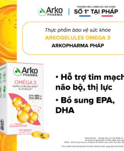 Viên uống dầu cá Arkopharma Omega-3 Arkogélules, 180+60 viên