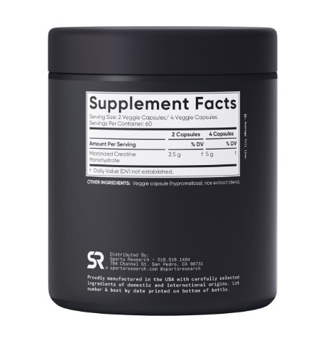 Viên uống Sports Research Creatine Monohydrate 5 grams hỗ trợ tăng cơ, 240 viên Viên uống Sports Research Creatine Monohydrate 5 grams hỗ trợ tăng cơ, 240 viên