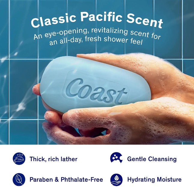 Xà phòng Coast Classic Scent Refreshing Deodorant Soap, set 8 bánh x 113g Xà phòng Coast Classic Scent Refreshing Deodorant Soap, set 8 bánh x 113g