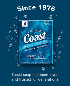 Xà phòng Coast Classic Scent Refreshing Deodorant Soap, set 8 bánh x 113g