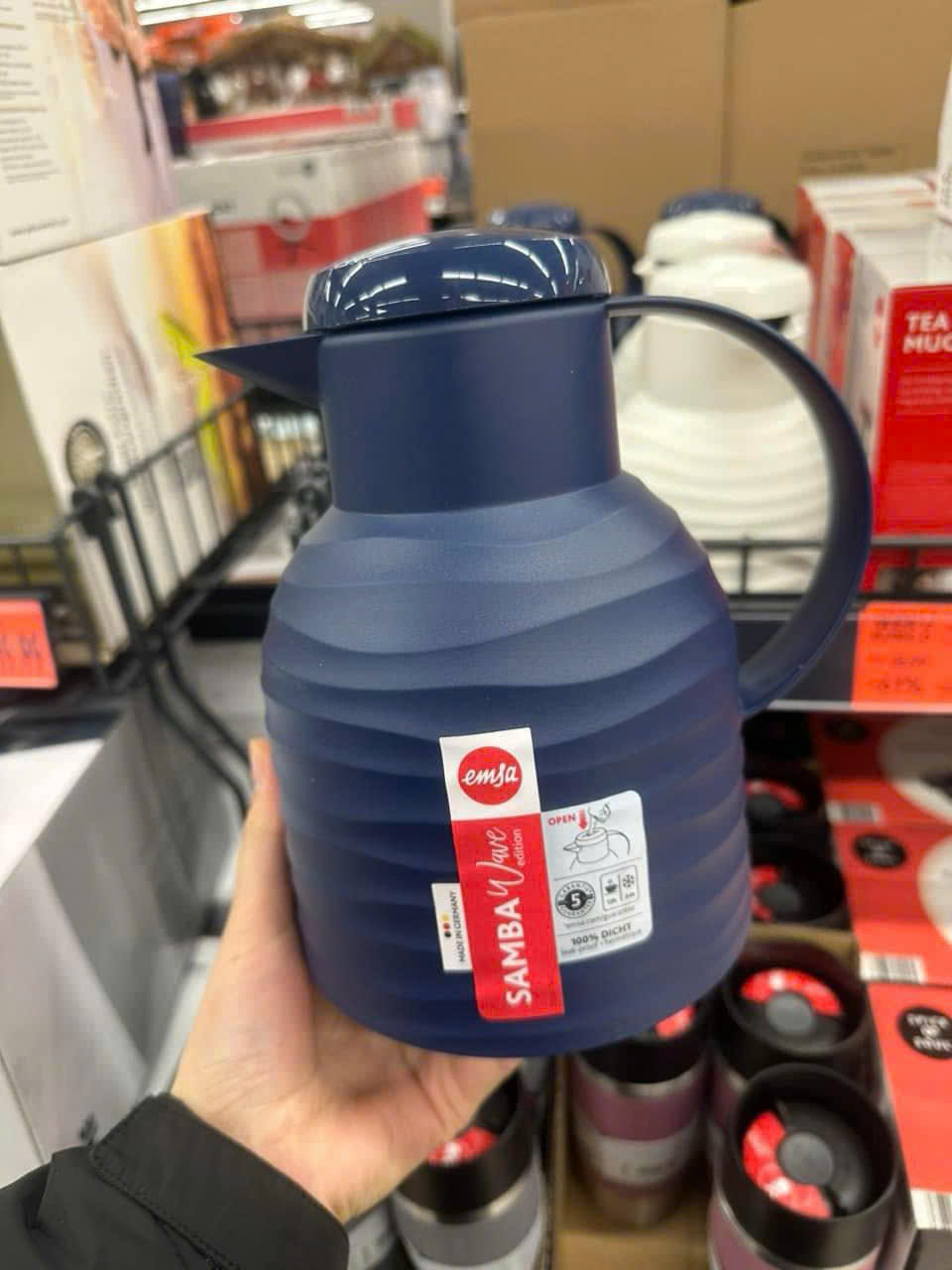 Bình giữ nhiệt EMSA Samba Wave Blue 1 lít, 1 cái Bình giữ nhiệt EMSA Samba Wave Blue 1 lít, 1 cái