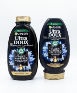 Cặp gội xả Garnier Ultra Doux Charbon Magnétique & Huile de Fleur de Nigelle cho tóc dầu, 250+200ml
