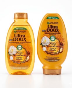Cặp gội xả Garnier Ultra Doux Huile Merveilleux Argan & Camélia cho tóc khô, 250+200ml