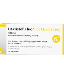 Viên uống Dekristol Fluor 500 I.E./0,25 mg bổ sung vitamin D3 và Fluor cho trẻ sơ sinh và trẻ em, 90 viên