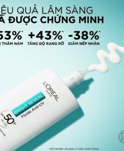 Kem chống nắng Loreal Bright Reveal Fluide Anti-UV LSF 50+ Niacinamide làm sáng da, mờ thâm nám, 50ml