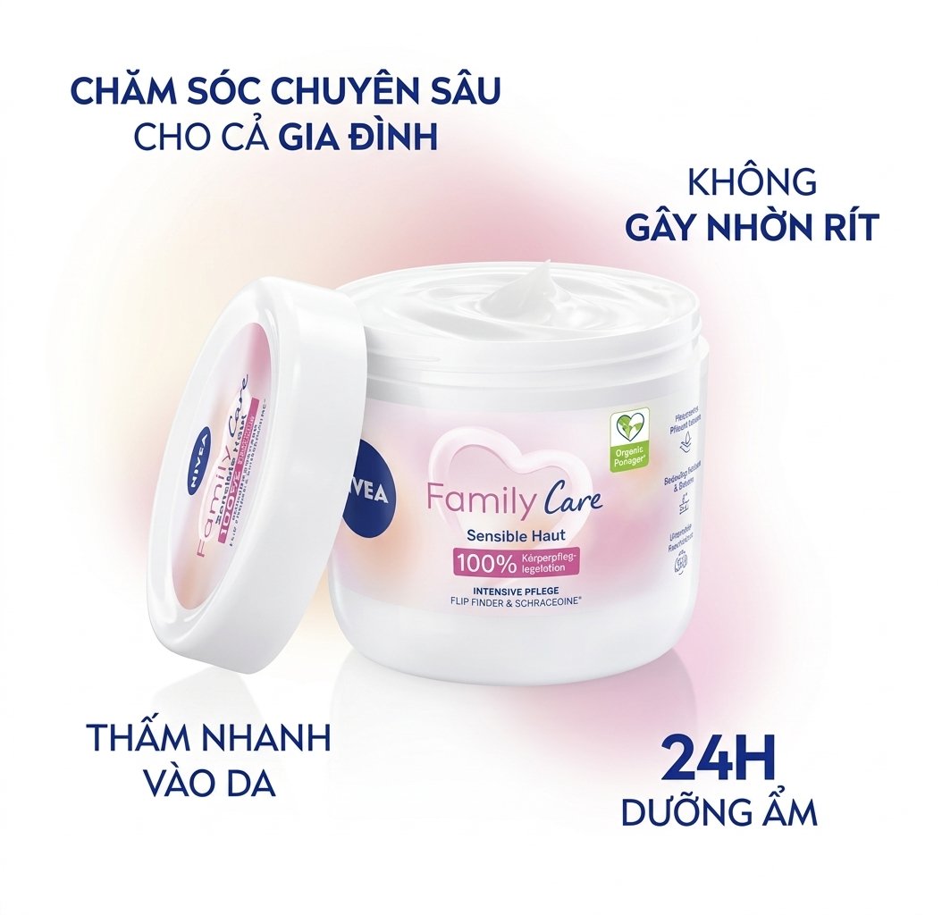 Kem dưỡng ẩm Nivea Family Care Sensible Haut, 400ml