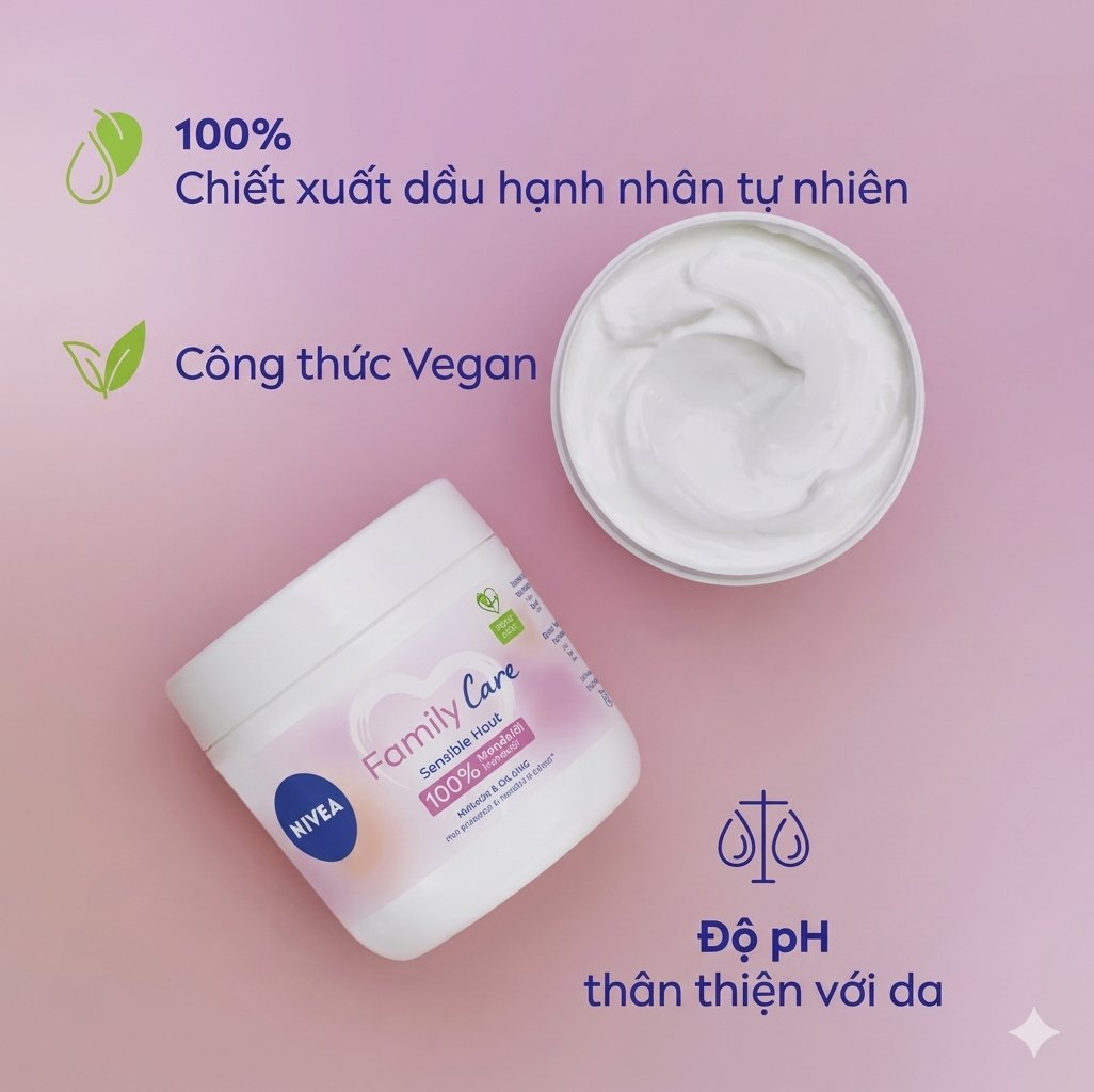 Kem dưỡng ẩm Nivea Family Care Sensible Haut, 400ml