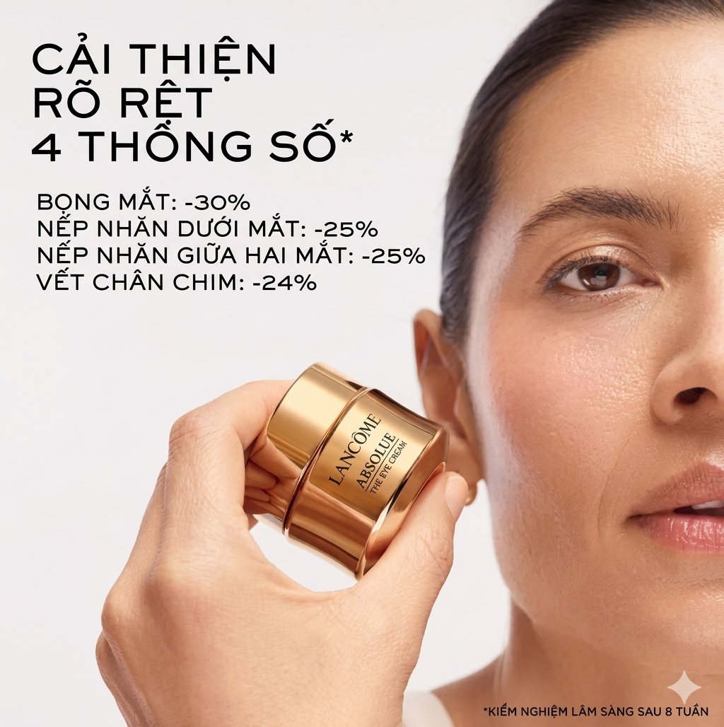 Kem dưỡng mắt Lancome Absolue The Eye Cream chống lão hóa, giảm nếp nhăn, 5ml Kem dưỡng mắt Lancome Absolue The Eye Cream chống lão hóa, giảm nếp nhăn, 5ml
