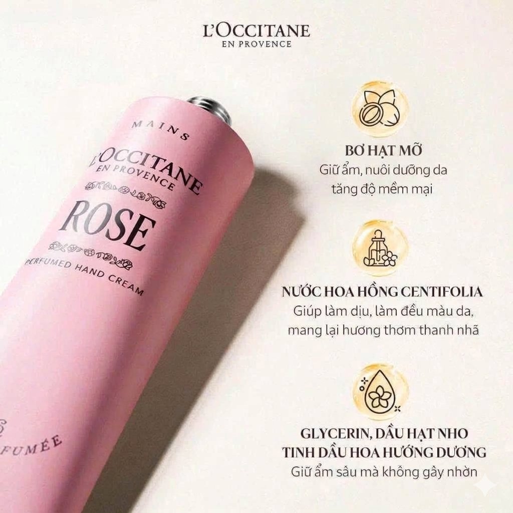 Kem dưỡng tay L'Occitane Creme Parfumee Rose, 150ml