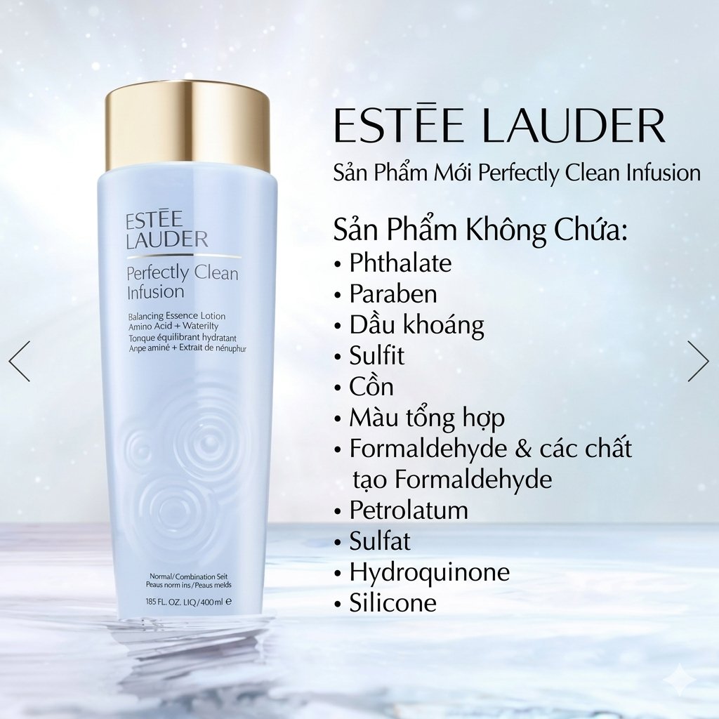 Nước hoa hồng Estee Lauder Perfectly Clean Infusion Balancing Essence Lotion cho da hỗn hợp, 400ml