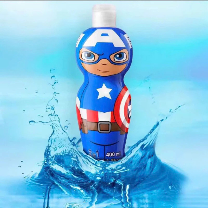 Sữa tắm gội hoạt hình 2in1 Air-Val International Captain America, 400ml Sữa tắm gội hoạt hình 2in1 Air-Val International Captain America, 400ml