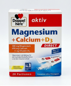 Viên ngậm Doppelherz Magnesium + Calcium + D3 Direct, 20 gói