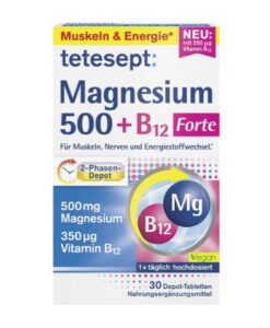 Viên uống bổ sung magie tetesept Magnesium 500 + B12, 30 viên