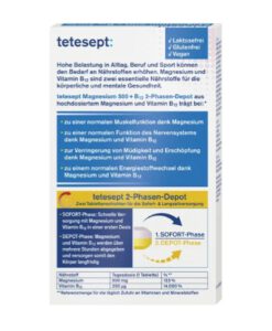 Viên uống bổ sung magie tetesept Magnesium 500 + B12, 30 viên