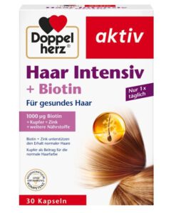 Viên uống Doppelherz Haar Intensiv + Biotin hỗ trợ mọc tóc, làm đẹp và khỏe tóc, 30 viên