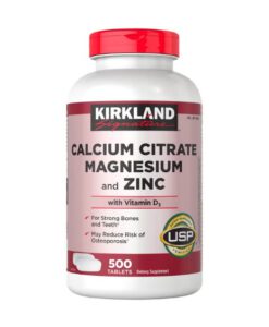 Viên uống Kirkland Signature Calcium Citrate Magnesium and Zinc with Vitamin D3, 500 viên