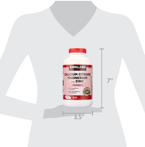 Viên uống Kirkland Signature Calcium Citrate Magnesium and Zinc with Vitamin D3, 500 viên Viên uống Kirkland Signature Calcium Citrate Magnesium and Zinc with Vitamin D3, 500 viên