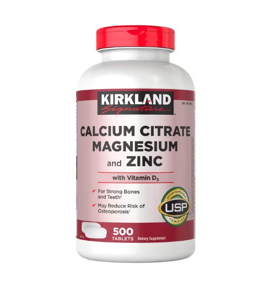 Viên uống Kirkland Signature Calcium Citrate Magnesium and Zinc with Vitamin D3, 500 viên Viên uống Kirkland Signature Calcium Citrate Magnesium and Zinc with Vitamin D3, 500 viên